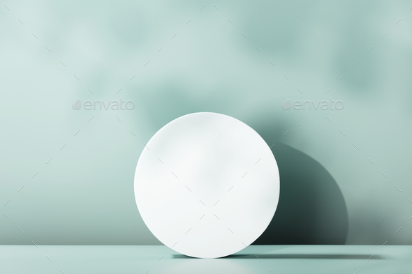 White Cylinder podium with leaves shadows. Scene to show products. Showcase, display case. - Stock Photo - Images