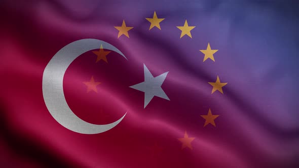 EU Turkey Flag Loop Background 4K