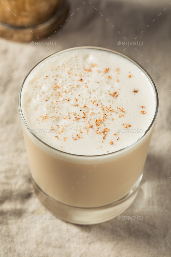 Homemade Boozy Brandy Milk Punch Cocktail Stock Photo by bhofack2