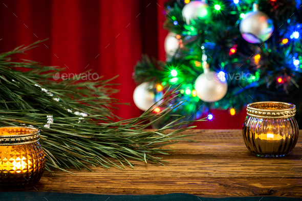 Traditional Christmas and festive decorated table - Stock Photo - Images