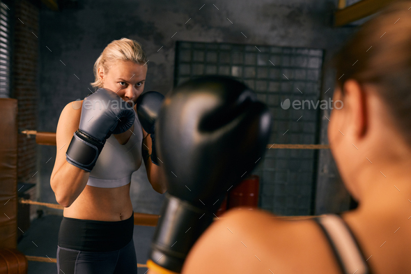 Two Women Starting Boxing Match