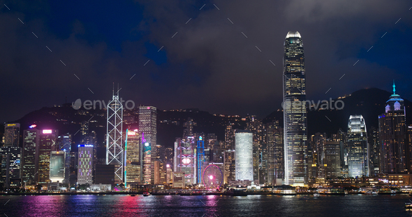 Hong Kong 06 July 2019: Hong Kong skyline at night - Stock Photo - Images