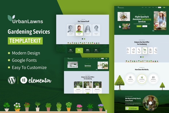 Urban Lawns - Gardening Elementor Template Kit