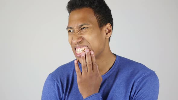 African Man Having Toothache White Background alt