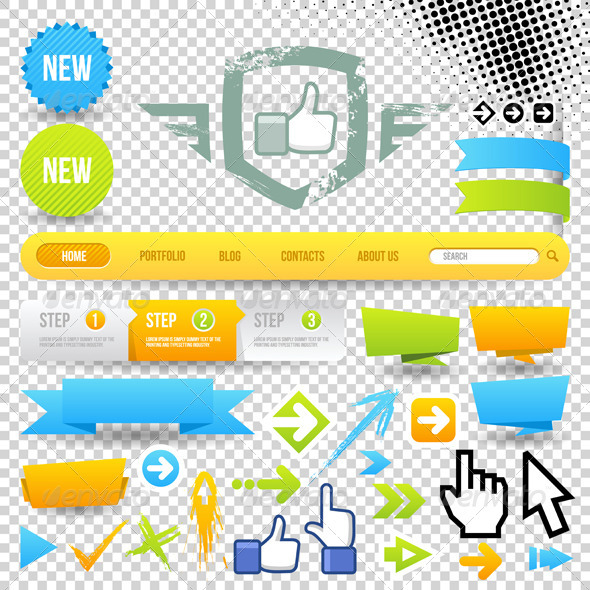 Web Template Icon and Arrows - Web Elements Vectors