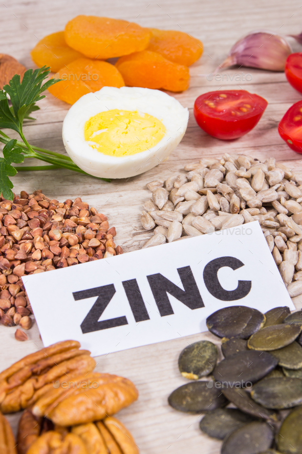 Healthy food as source natural zinc, fiber and other vitamins or minerals - Stock Photo - Images