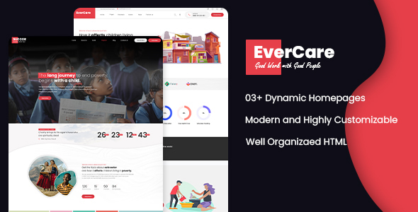Exceptional EverCare - Multipurpose NGO and Charity Responsive HTML Template