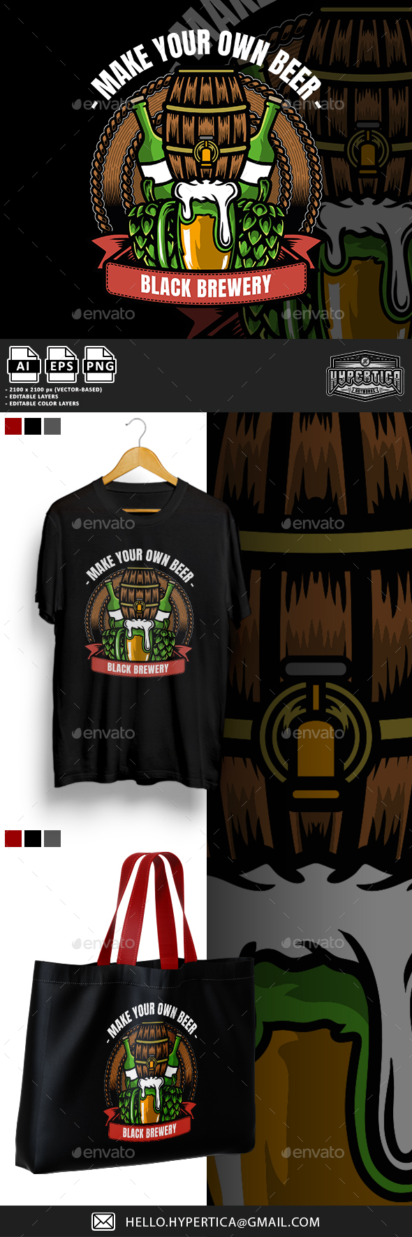 Vintage Brewery Beer Badge Logo Illustration T-shirt Design