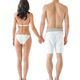 back view of young couple in swimwear holding hands, isolated on white - PhotoDune Item for Sale