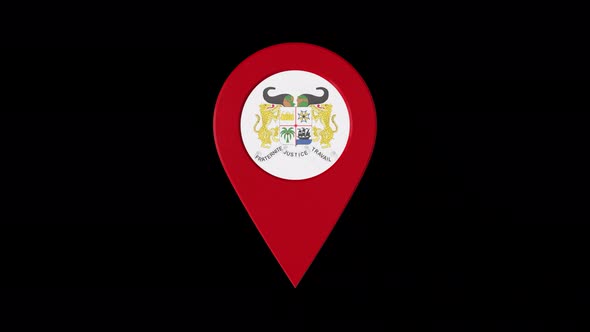 3D Rotating Pin Icon Animation With Benin  Coat Of Arms Alpha Channel 4K alt