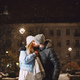 Young couple outdoor in night street at christmas time - PhotoDune Item for Sale
