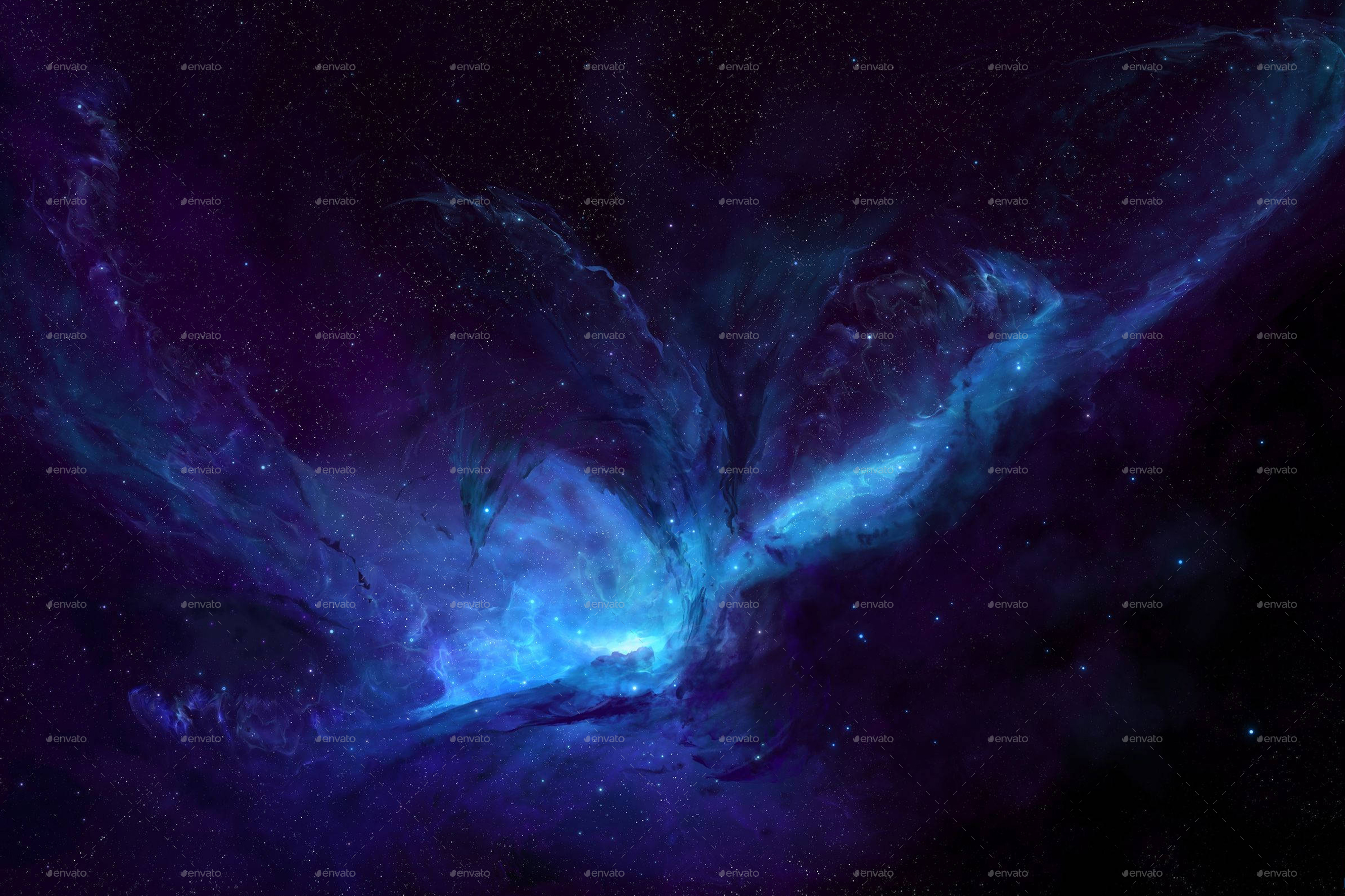 Wall Mural Blue galaxy ring nebula, space quasar cataclysm 