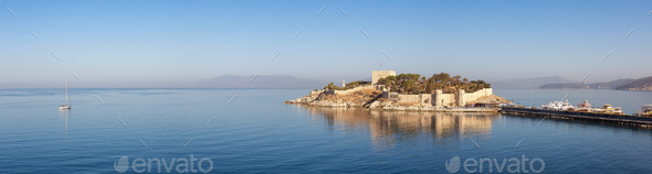 Historic Landmark, Kusadasi Castle, in a Touristic Town by the Aegean Sea. Kusadasi, Turkey - Stock Photo - Images