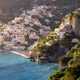 Touristic Town, Positano, on Rocky Cliffs and Mountain Landscape by the Sea. Amalfi Coast, Italy.  - PhotoDune Item for Sale
