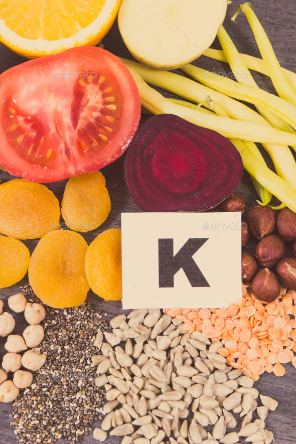 Healthy eating containing natural potassium, vitamin K, minerals and
