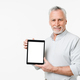 Successful caucasian mature senior businessman teacher grandfather freelancer using tablet - PhotoDune Item for Sale