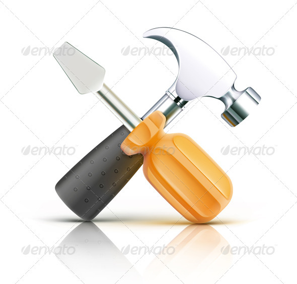Screwdriver and Hammer - Objects Vectors