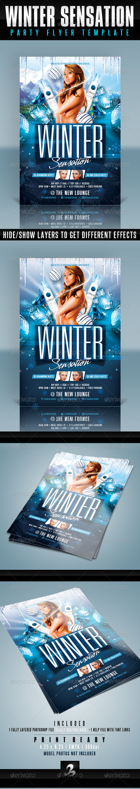 Winter Party Flyer Template - Clubs & Parties Events