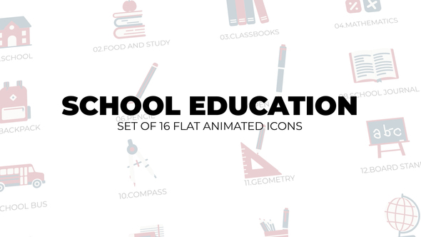 School Education - Set of 16 Animation Icons