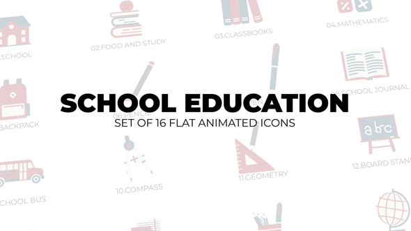 School Education - Set of 16 Animation Icons alt