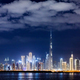 Skyscrapers skyline of Dubai UAE downtown with Burj Khalifa at night - PhotoDune Item for Sale