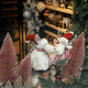 Stylish christmas pink trees, branches with baubles and reindeers toys store, festive showcase - PhotoDune Item for Sale