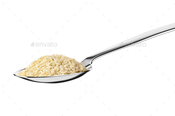 Teaspoon with sesame seeds isolated on white. - Stock Photo - Images