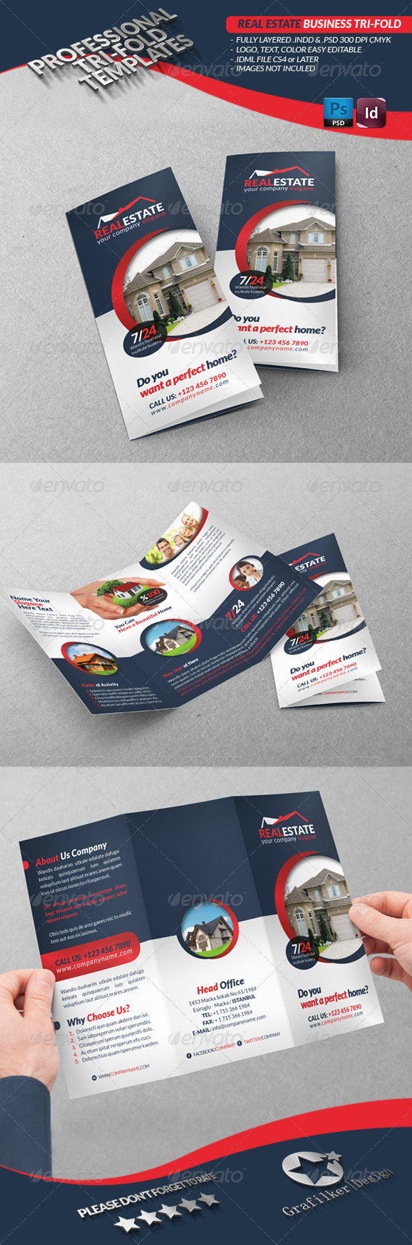 Real Estate Business Tri-Fold - Brochures Print Templates