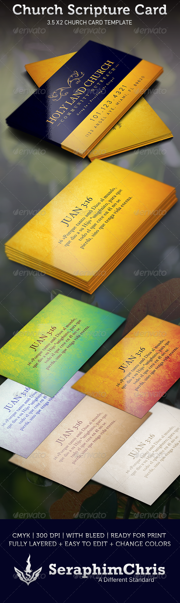 Church Scripture Card Template - Creative Business Cards