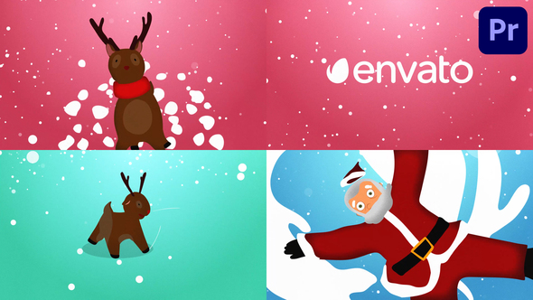 Christmas Santa and Deers Logo Pack for Premiere Pro