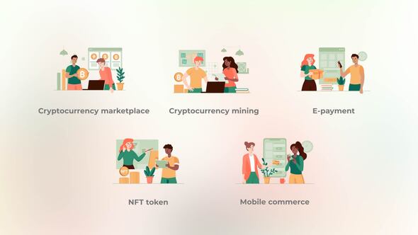 Cryptocurrency marketplace - Green concept