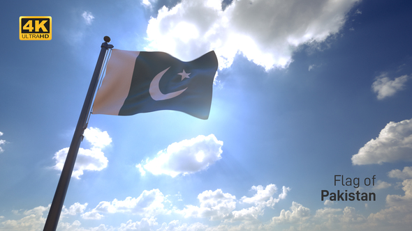 Pakistan Flag on a Flagpole V4 - 4K alt