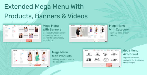 Extended Mega Menu with Products, Banners and Videos