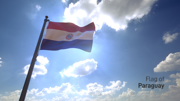 Paraguay Flag on a Flagpole V4 alt