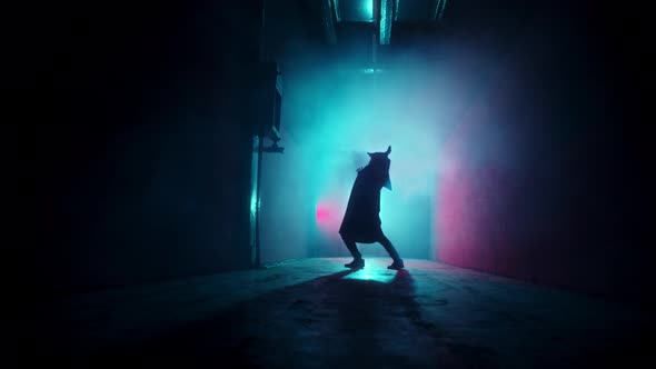 Demon with Horns Conjuring in Corridor alt