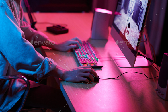 Teenage Boy Playing Shooter Videogame - Stock Photo - Images