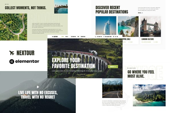 Nextour - Tour Guide & Travel Agency Elementor Template Kit