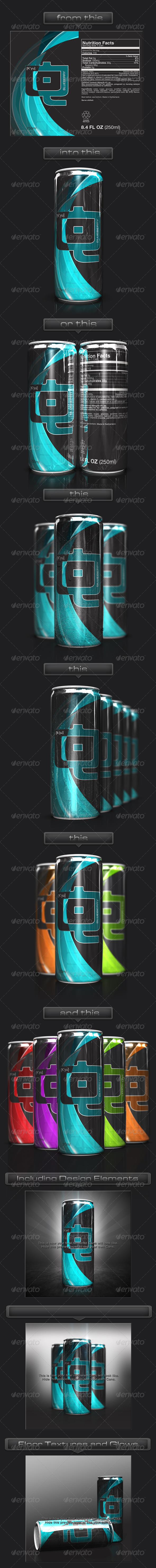 3D Energy Drink Soda Can Mockup - Food and Drink Packaging