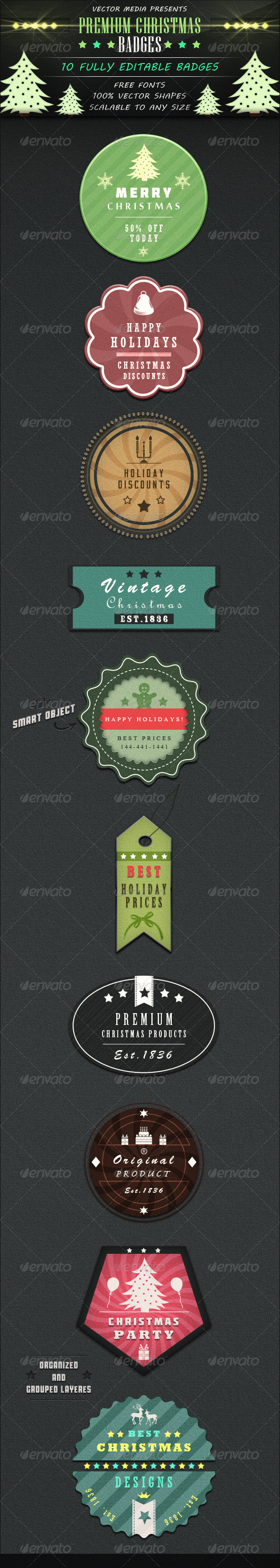 Premium Christmas Badges - Badges & Stickers Web Elements