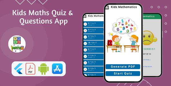 Kids Maths Quiz & Question builder App | Flutter & PDF Printing | Android & iOS