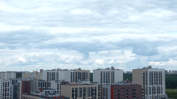 Clouds Move over the Skyscrapers of the Moscow City
