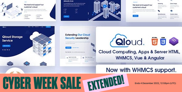 Incredible Qloud - Cloud Computing, Apps & Server HTML, WHMCS, Vue & Angular Template
