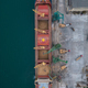 Aerial view of big cargo ship bulk carrier is loaded with grain of wheat in port - PhotoDune Item for Sale