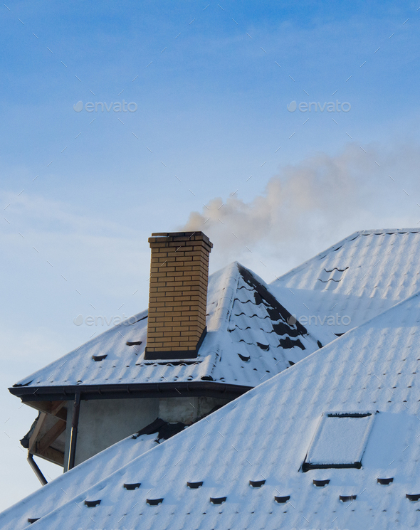 chimney on roof - Stock Photo - Images