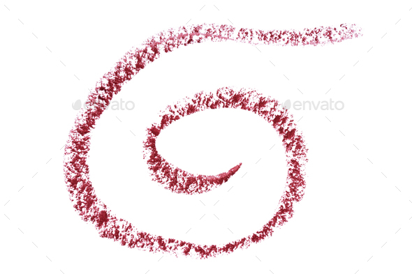 Trace pencil burgundi bordo color. Lip pencil stroke spiral shape.