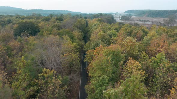 Aerial view of a road driving through the forest, Manali, india. alt