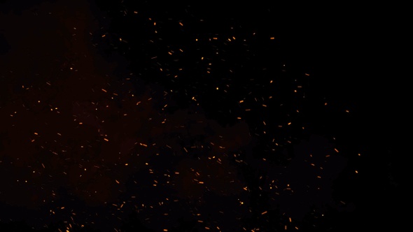 Fire Particles Overlay Red orange sparks in the wind and particles of flame burn 4K alpha