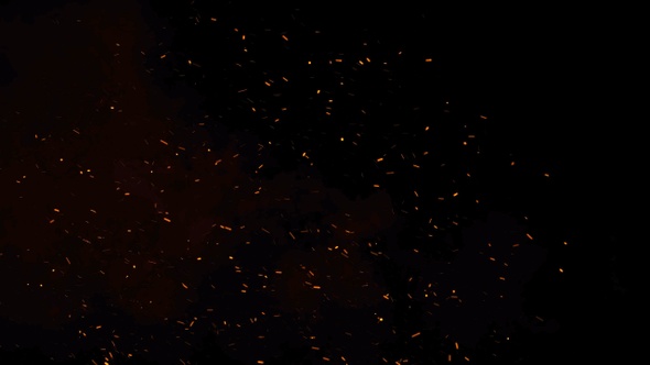 Fire Particles Overlay Red orange sparks in the wind and particles of flame burn 4K alpha