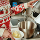Woman cooking at home kitchen, use electric mixer to preparing dough - PhotoDune Item for Sale