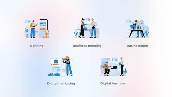 Digital business - Flat blue concepts